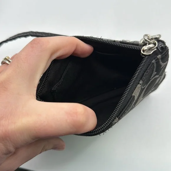 Coach Black Logo Monogram Wristlet Bag Purse Clutch - Picture 5 of 16